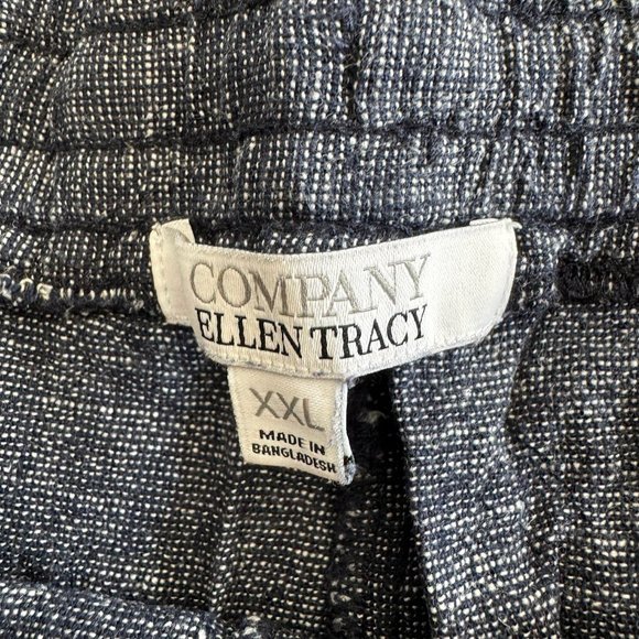 Company Ellen Tracy Women's XXL Blue Linen Blend Elastic Waist Shorts Pockets - Picture 2 of 5